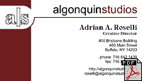 Algonquin Studios Business Card